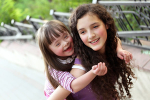 Happy girls in the park.